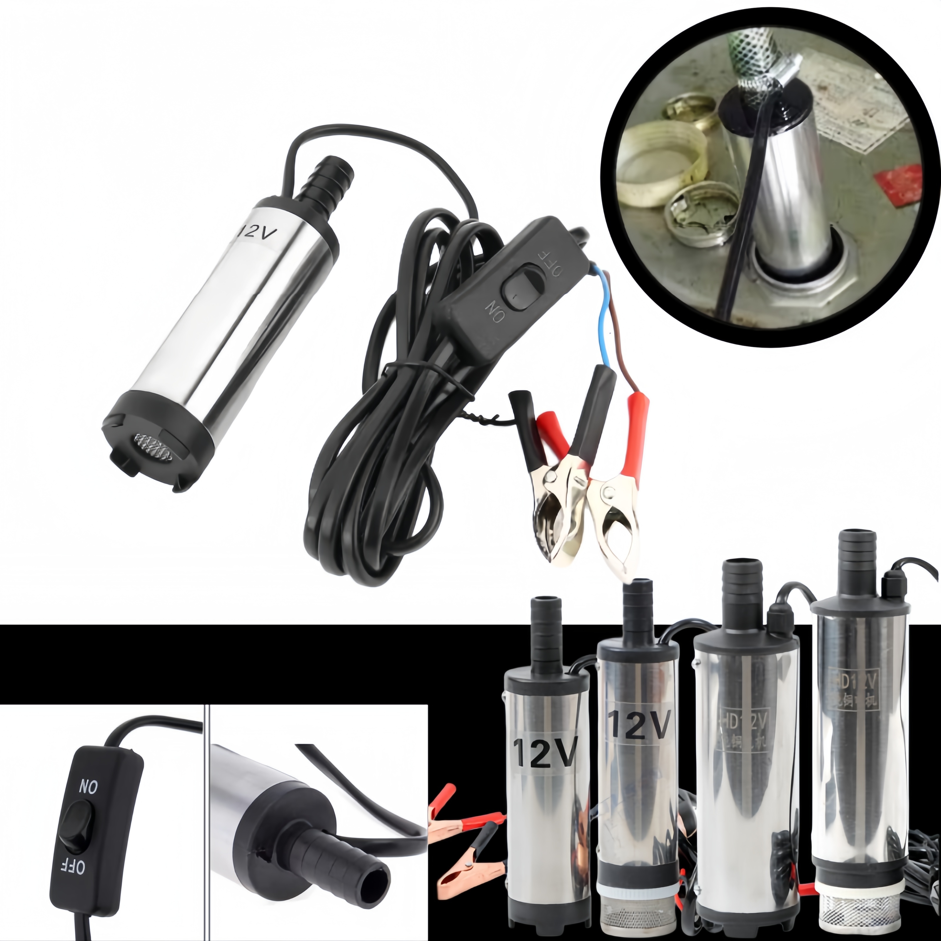 Water Pump Submersible Mini - 12V DC Electric Oil Pump Diesel