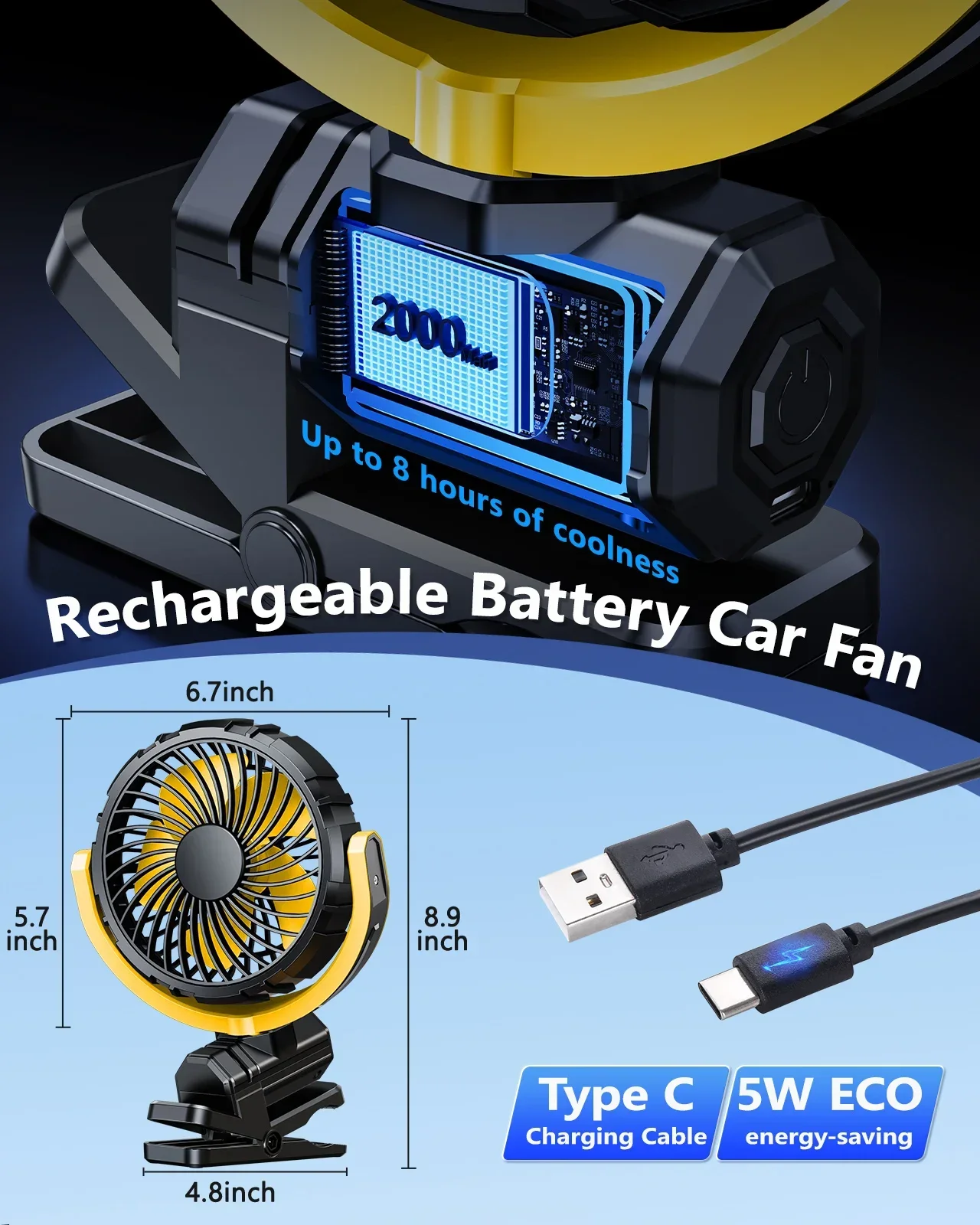 Eary Portable Car Clip on Fan  - Oscillating Fan Clip recensione e prezzo